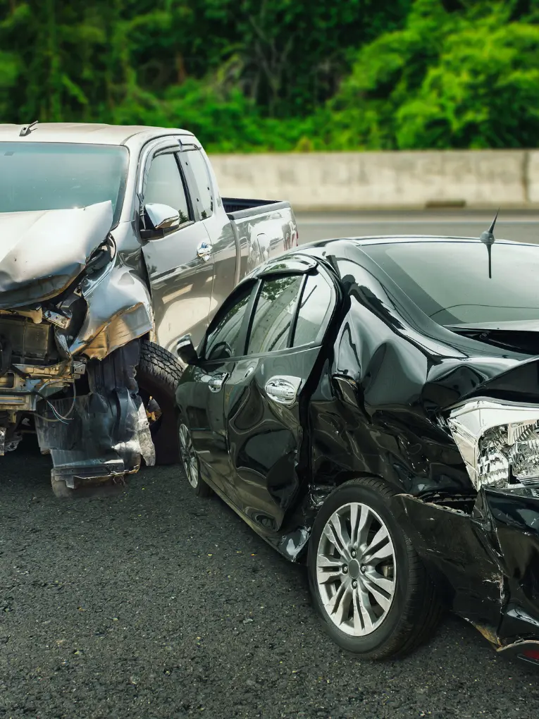 car accident rear end collision damaged vehicles